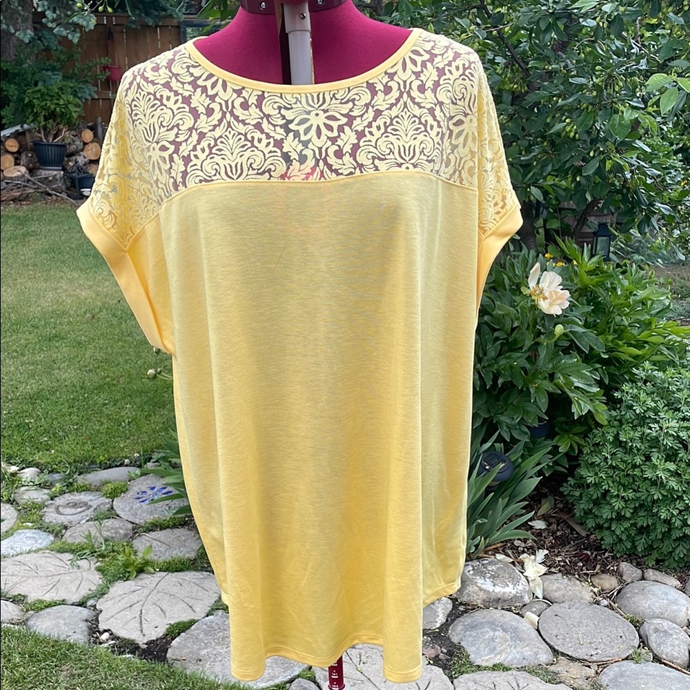 Yellow Lace Detail Women's Top